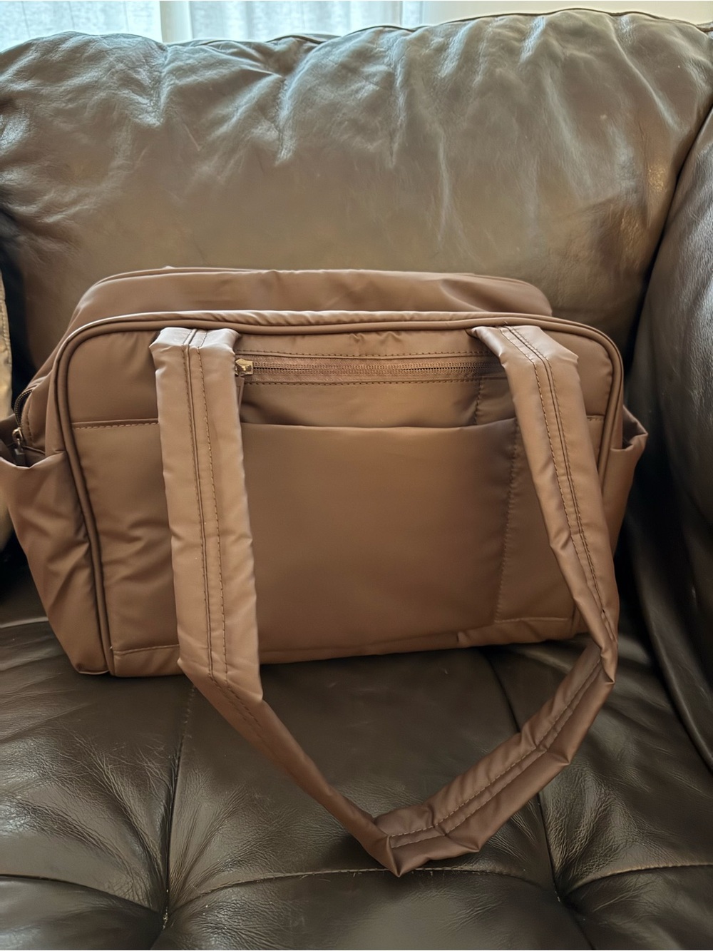 CALPAK mini duffle in chocolate brown